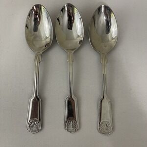3 Towle London Shell Stainless Satin Soup Spoons 18/10